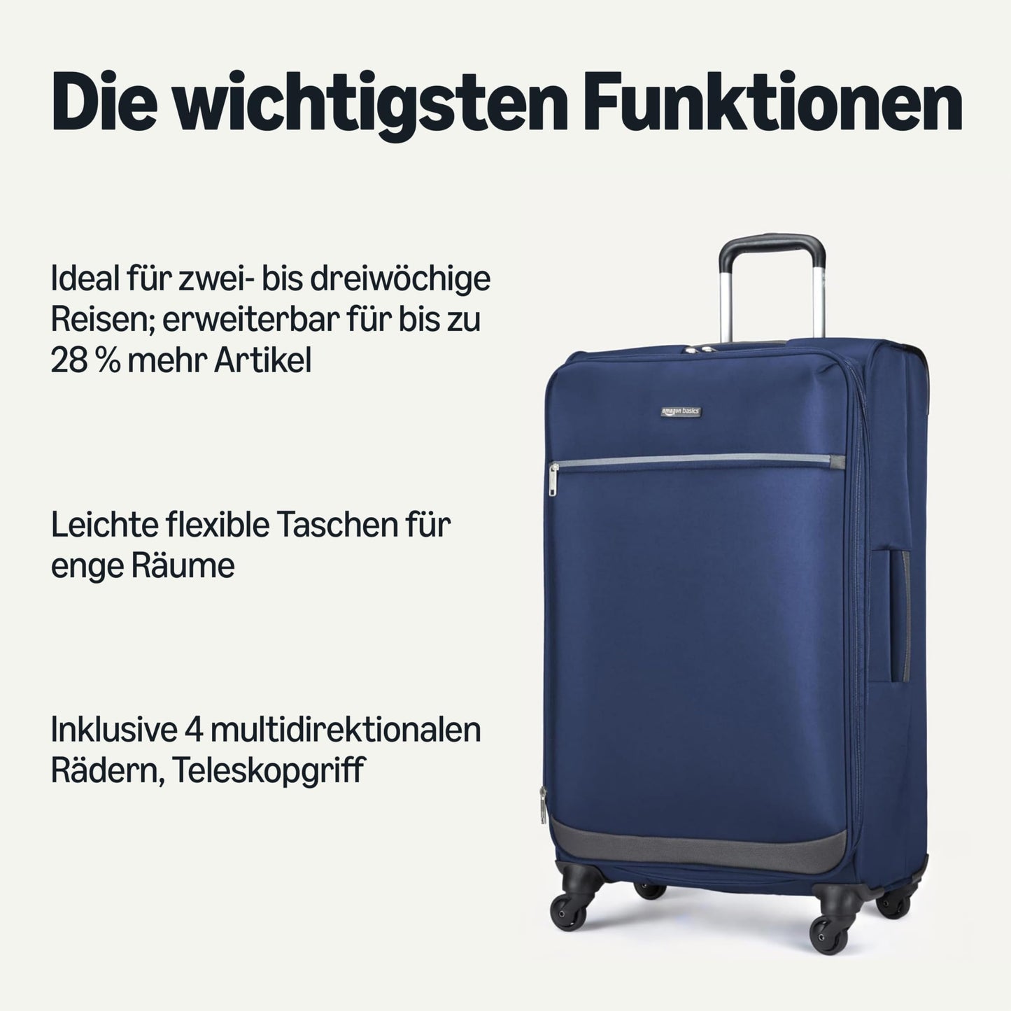 Amazon Basics Check-in Koffer Softside 76 cm Blau
