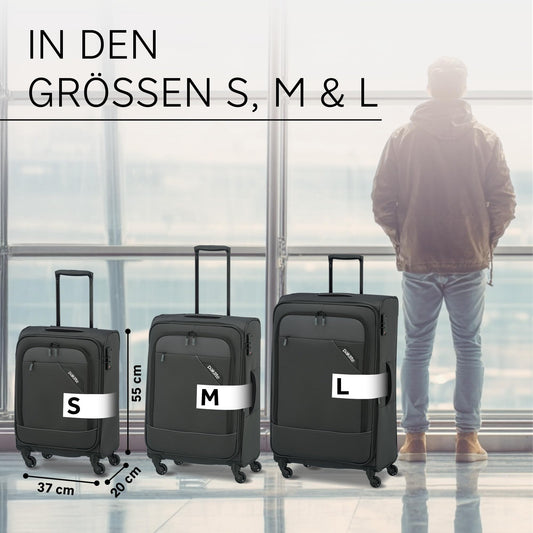 paklite Derby Kabinenkoffer 55 cm 4 Rollen Schwarz